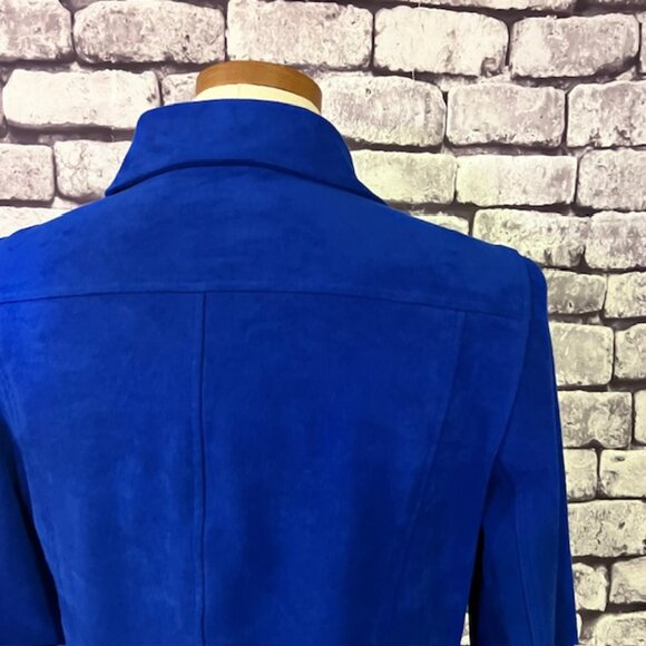 Chico's Blue Suede Like Fabric Long Sleeve Jacket Size M - Picture 5 of 7